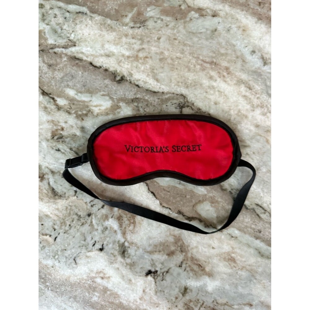 Victoria's Secret red satin sleep mask black trim eye mask logo for Travel
